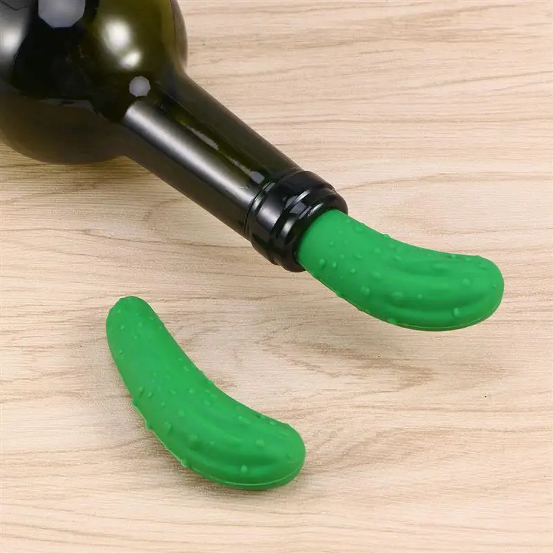 2 шт. Зеленые Силиконовые Многоразовые заглушки для бутылок Огуречная Форма