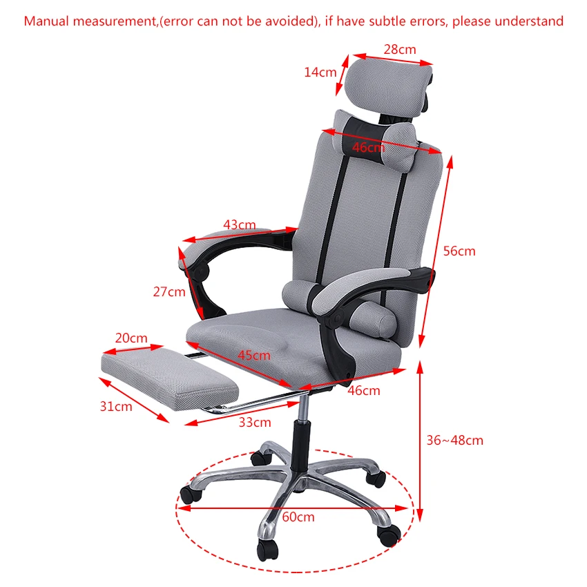 Компьютерное кресло с откидывающейся на 150 градусов подставкой для ног