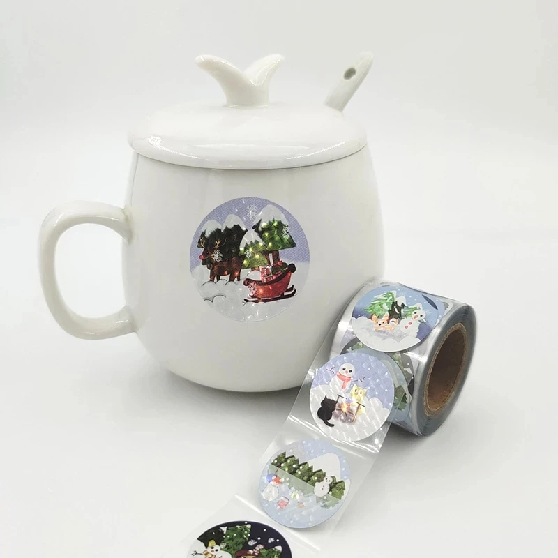 Высококачественные бронзовые рождественские наклейки в рулоне красочные 250 штук