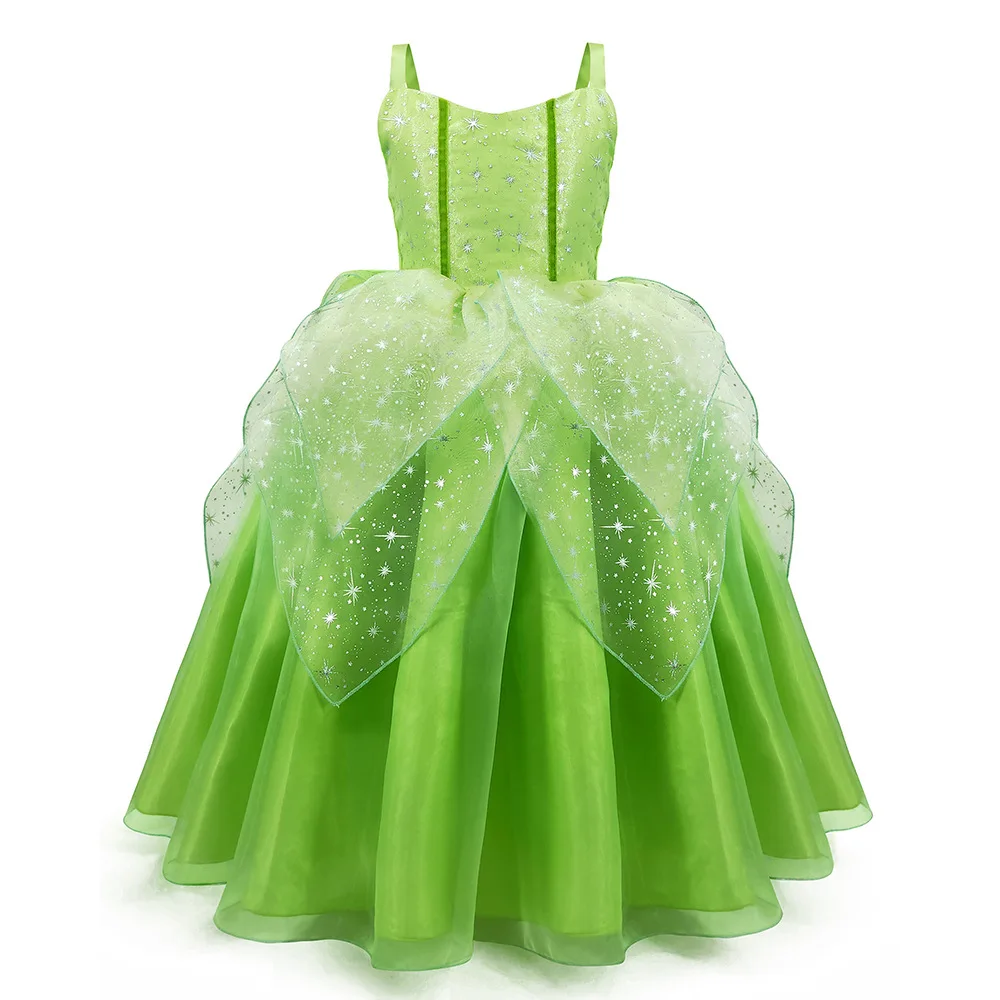 girls princess tiana dress up costume kids cosplay princess and the frog clothing child birthday party halloween fancy ball gown free global shipping