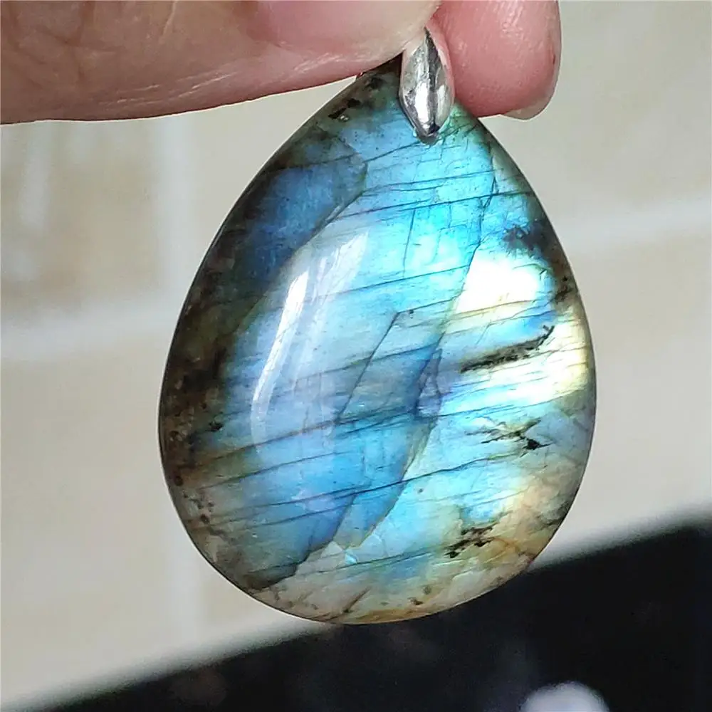 

Water Drop Natural Blue Light Labradorite Rare Pendant 36x29x9mm Women Men Labradorite Necklace Jewelry Fashion Gemstone AAAAA
