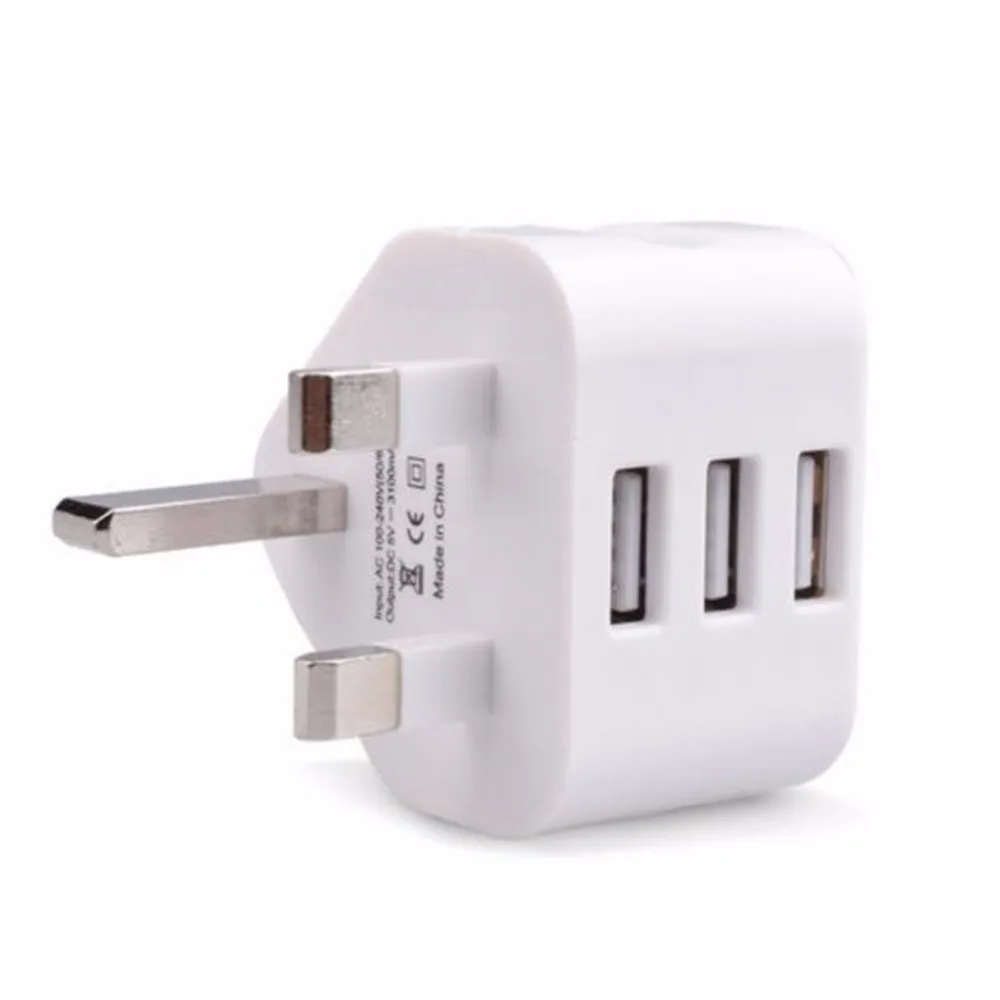 Универсальное 1/2/3-порт USB вилка стандарта Великобритании 3 Pin настенное зарядное