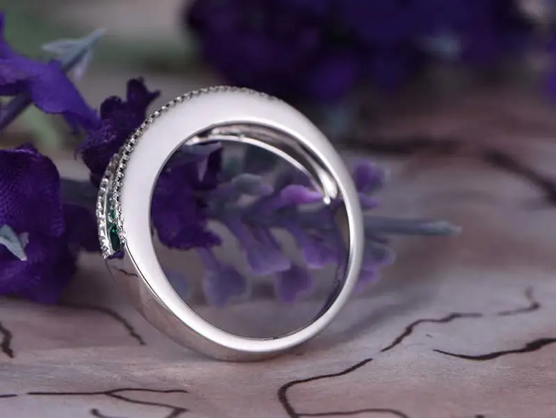 Обручальные кольца для женщин с зеленым Цирконом и серебряным покрытием Модная