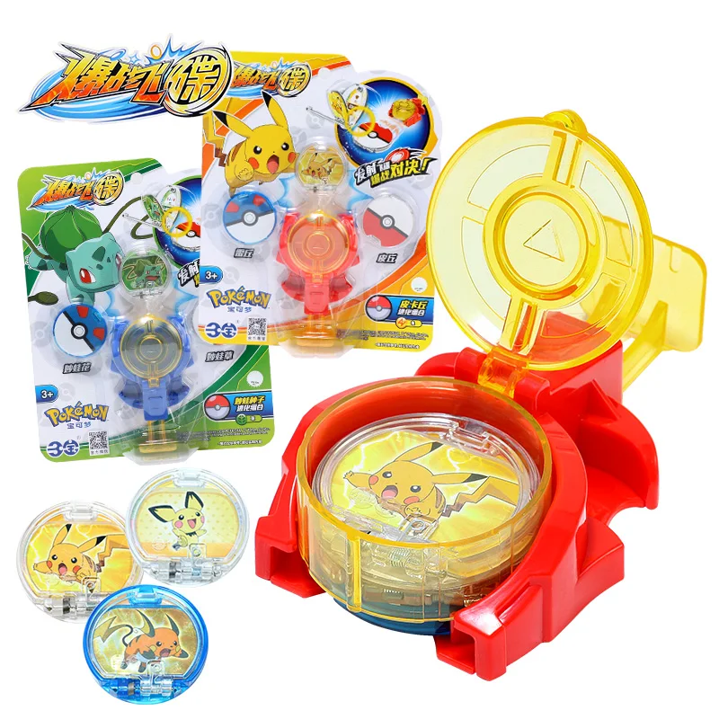 

Genuine Pokemon Pikachu Charmander Squirtle Bulbasaur Flying Saucer Ejection Battle Game Toy Christmas Kid Birthday Gifts