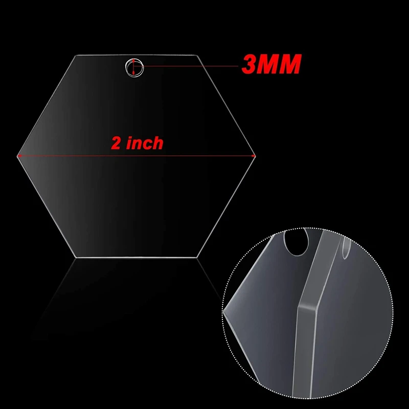 

Transparent Acrylic Disc and Key Chain Transparent Acrylic Key Chain Blank for DIY Items and Crafts, (Hexagon,48 Pieces)