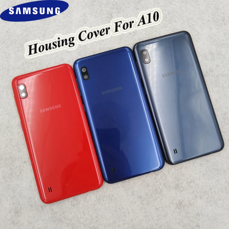 

Original Samsung Galaxy A10 A105 A105F Plastic Back Battery Cover Rear Door Housing Case Replacement Parts With Camera Lens+Logo