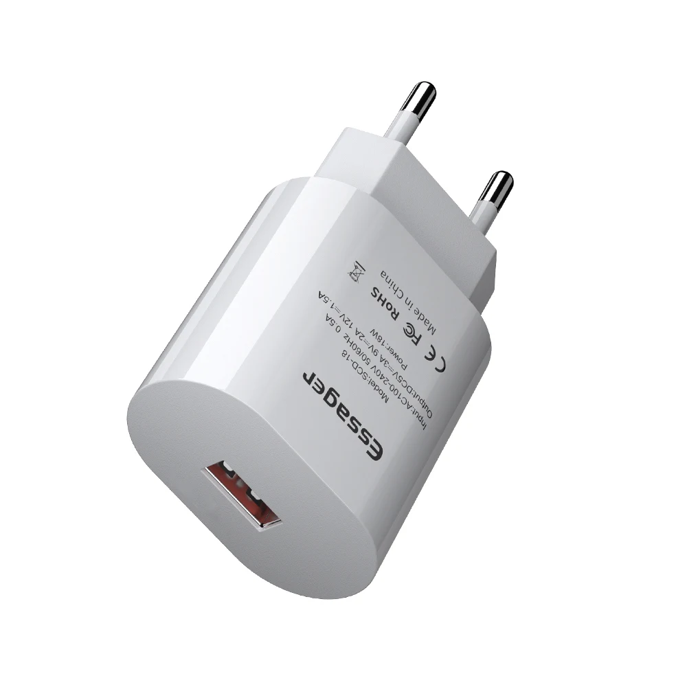 Essager quick charge 3.0 зарядное устройство usb QC3.0 ЕС зарядник для huawei Коврики 20 samsung A50 Xiaomi Mi 9 универсальнаябыстрая зарядка - Тип штекера: EU Plug White