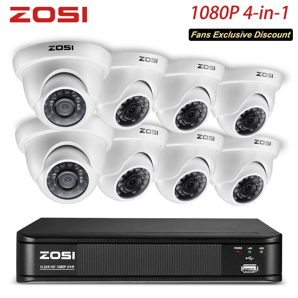ZOSI 8CH CCTV Системы 720 P HDMI TVI 8CH видеонаблюдения DVR 4 шт 1,0 МП инфракрасная камера системы безопасности 1200 купольная камера tvl кабель для камеры CCTV Системы