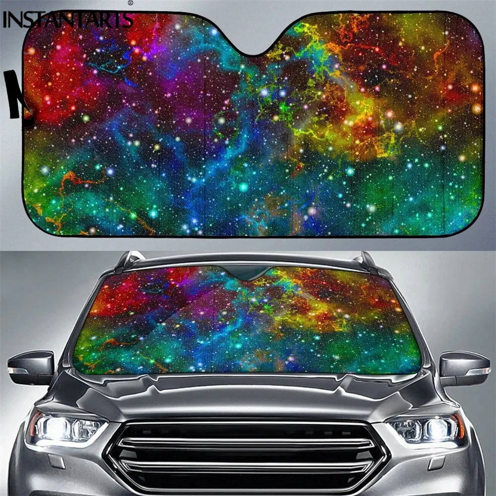 

INSTANTARTS 3D Galaxy Звездная печать автомобильный передний ветровой козырек Защита от УФ-лучей складной цветной дизайн солнцезащитный козырек вну...