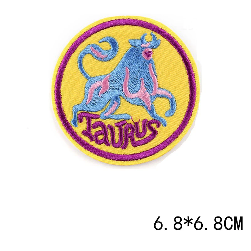 Двенадцать созвездий на одежде термонаклейки для одежды круглая вышивка пальто