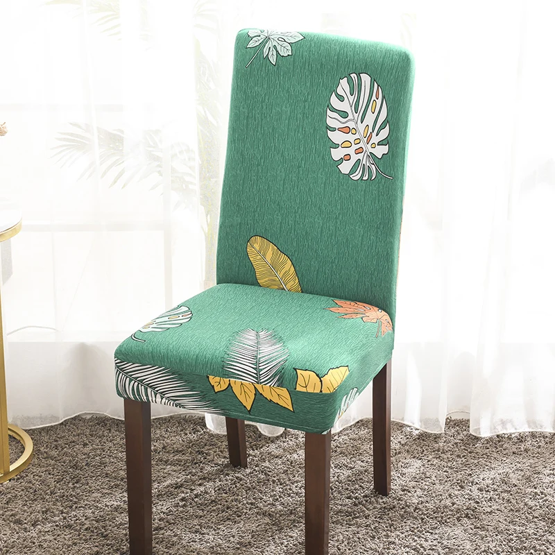 

European Milk Silk Print Full Stretch Chair Cover Protector Seat Stretch Chair Cover Removed Washable Christmas Chair Covers
