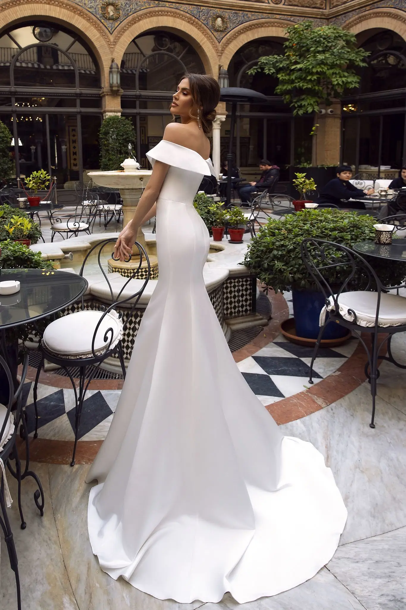 Vivian's Bridal Новое винтажное атласное с юбкой-русалкой, светоотражающее свадебное платье, Сексуальное Милое Свадебное платье с открытыми плечами