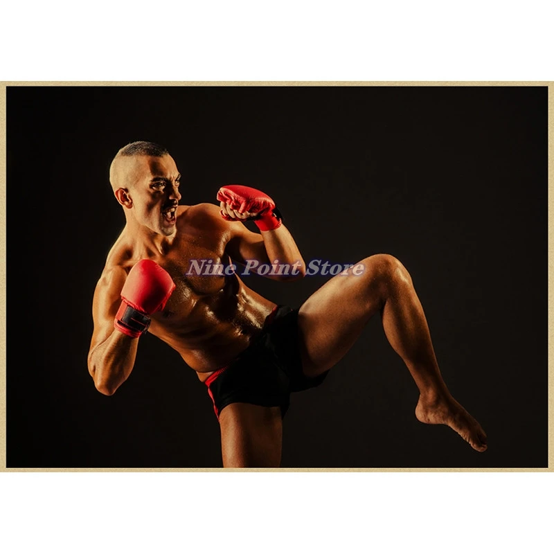 Бокс Фитнес Тренировки Крафт Бумага Картина Плакат Наклейки На Стену Тренажерный Зал Домашнее Украшение Спальни