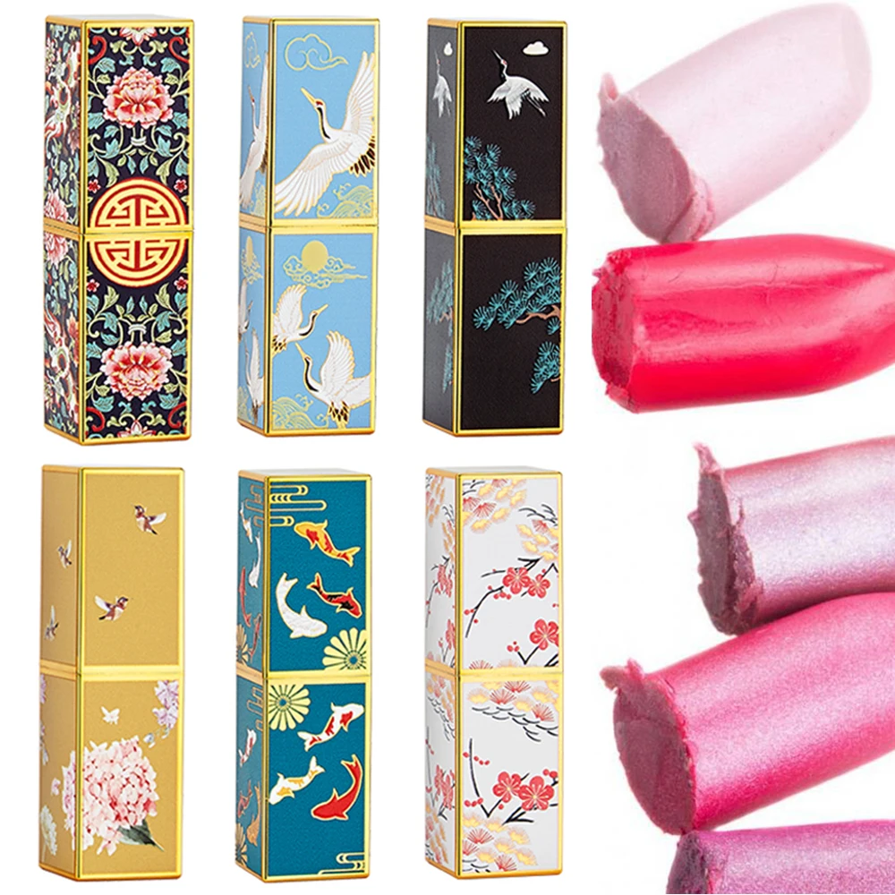 Китайский стиль 3D тиснение магнитная пряжка тюбик для бальзама губ квадратные