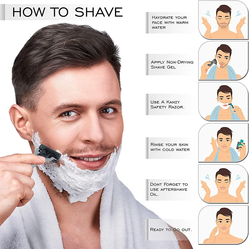 

13 Pcs/Set 12 High Quality Razor Blades Compatible Manual Razor Blades for Beard Shaver Trimmer Blades Face Razor Stand