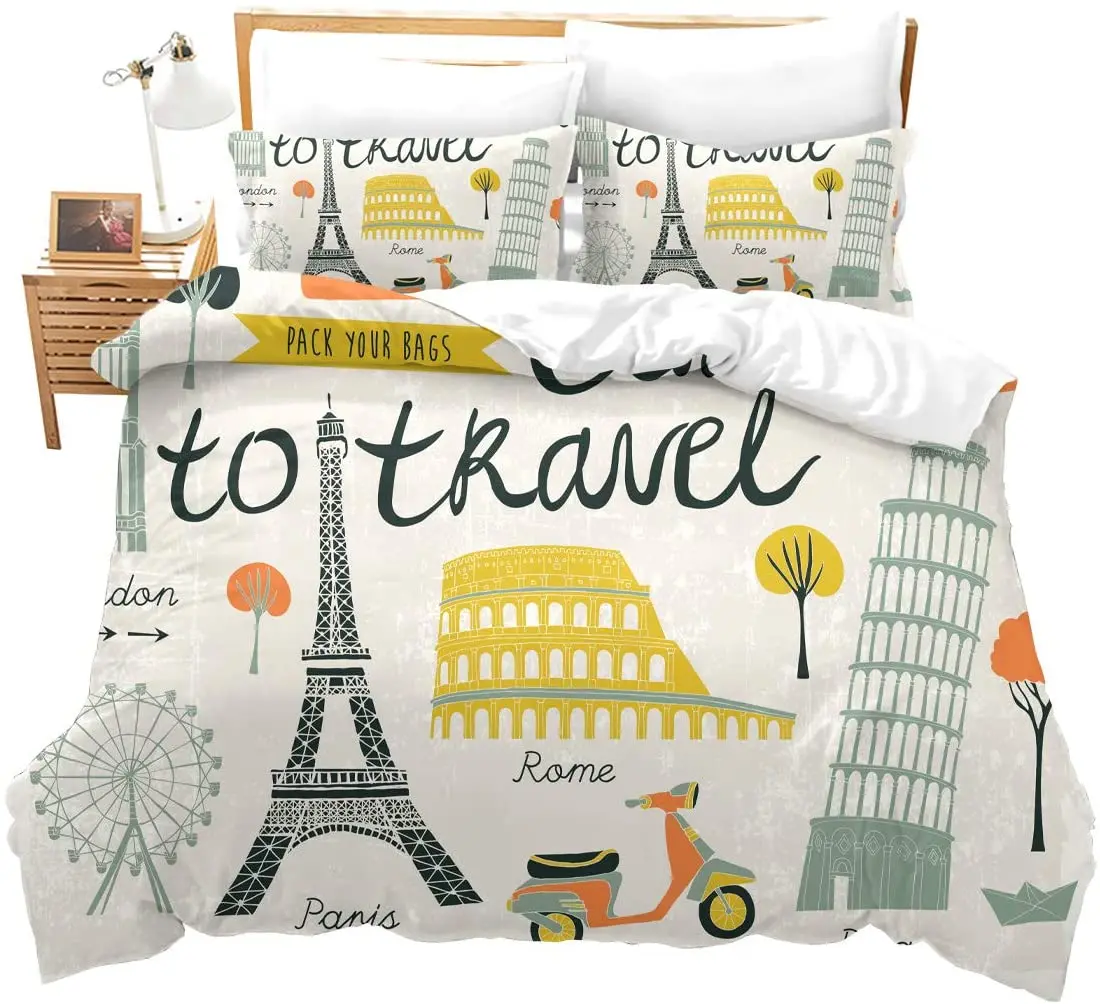 Набор пододеяльников с красными листьями Комплект постельного белья для спальни