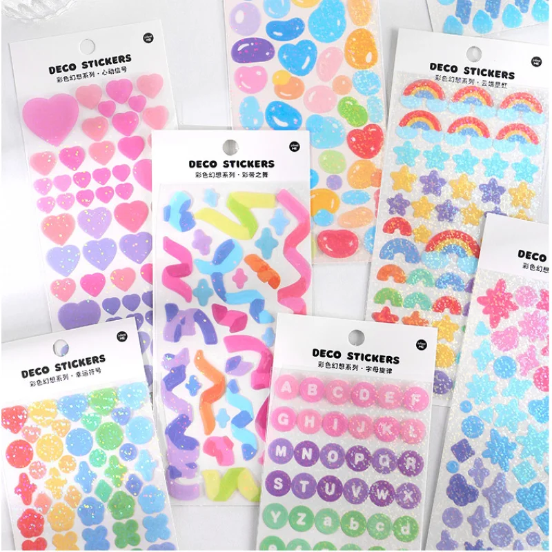 

Colorful Fantasy Series Sticker Love Five-pointed Star Laser Ribbon Decoration for DIY Scrapbooking Stationery School Supplies