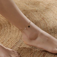 wesparking emo simple krean gold plated stainless steel black shell charm anklet for women free shipping 2022 year trend