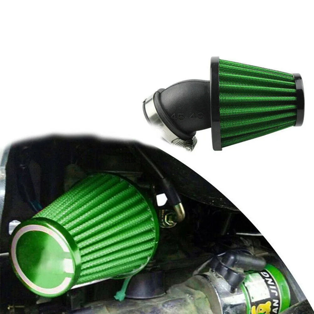 

Motorcycle Air Filter Motorcycle Bike Modified 45mm Air Intake Filter Pod 45° Bend Cone Tuning Cleaner With Adjustable Clamp