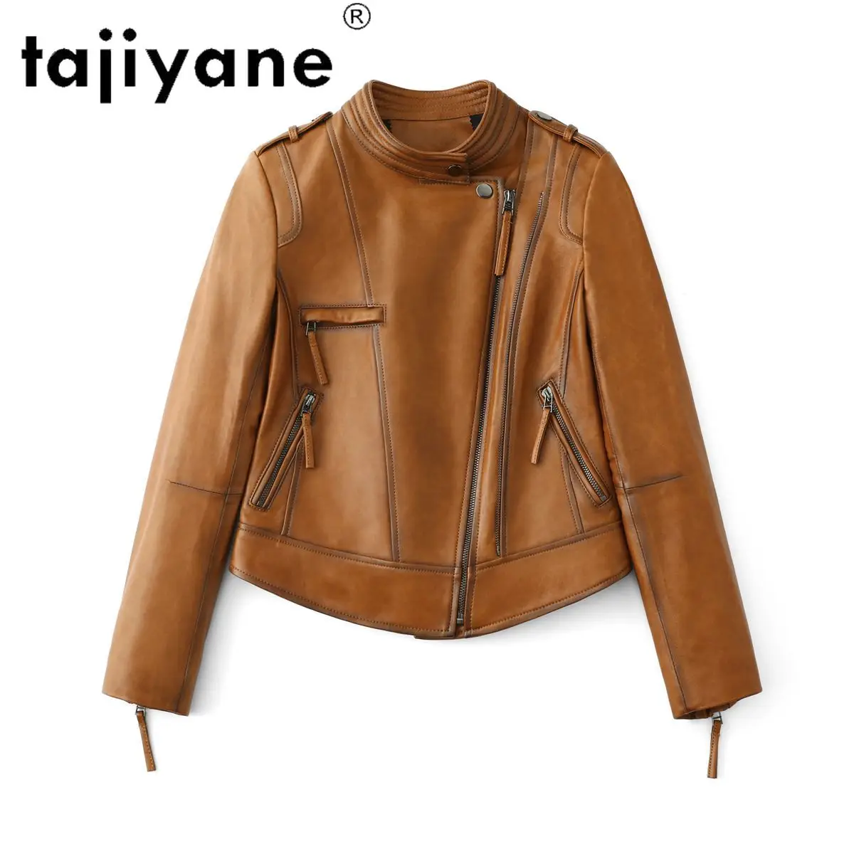 

Tajiyane из натуральной овчины куртки женские Сапоги выше колена из натуральной кожи; Кожаная куртка, женская одежда, женские блузы, короткий то...