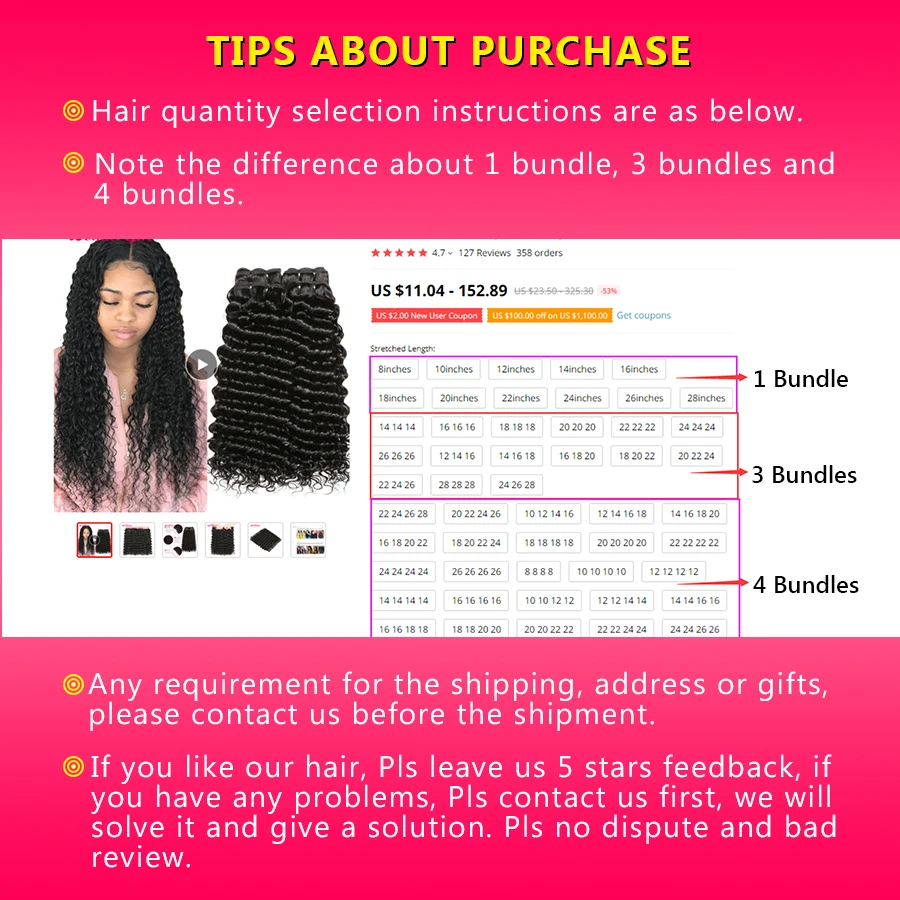 

Human Hair Bundles Deep Wave Bundles Deal 28 30 Inch Bundles Peruvian Hair Bundles Wonder girl Remy Hair Extensions Human Hair