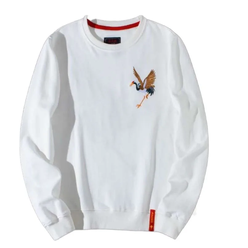 Толстовки с вышивкой Журавля мужские и женские хлопковые худи Yokosuka Sukajan японская