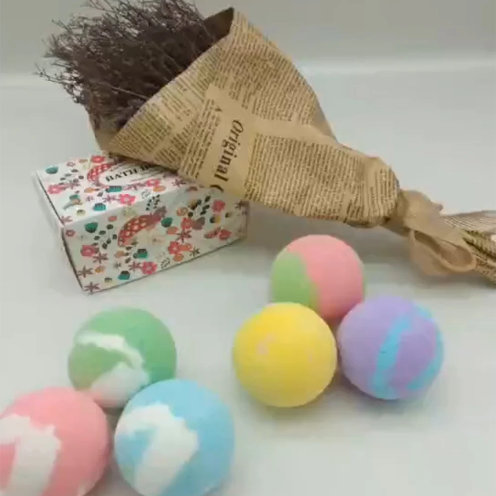 

6pcs/Set Bath Bomb Ball Curve Design Conforming to Ergonomics Essential Oil Exfoliating Body Shower Bubble Salt Balls