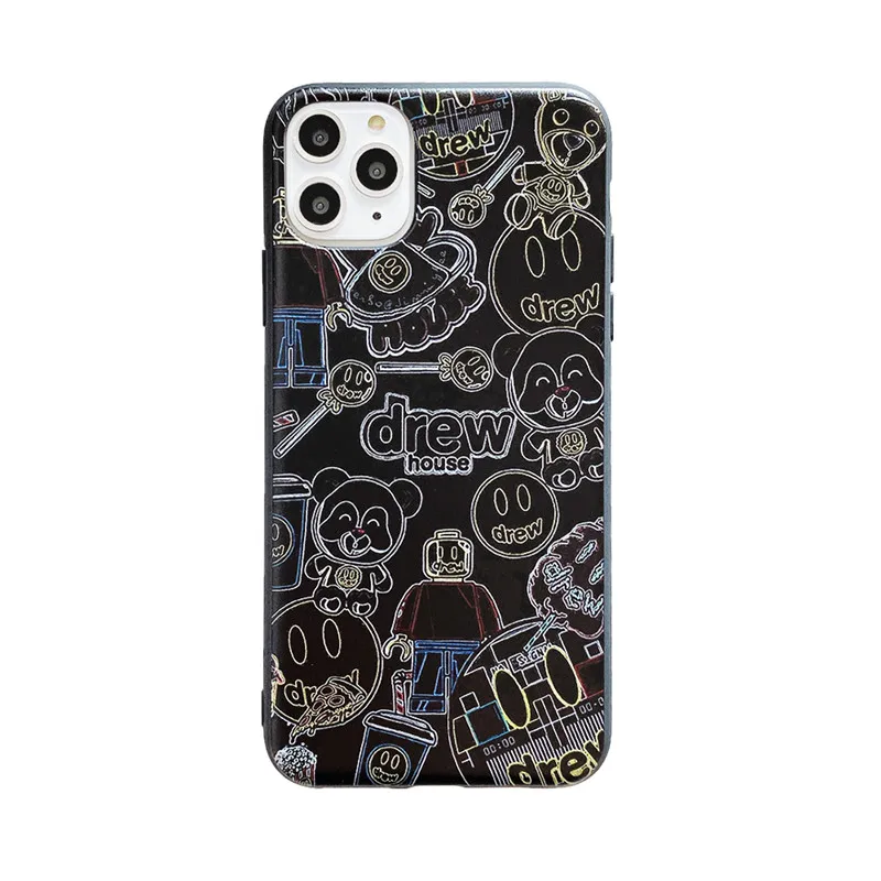 Мягкий силиконовый чехол Justine Bieber Drew House для iPhone 6S 7 8 Plus X XR 11 Pro MAX 11Pro, роскошный брендовый чехол для телефона со смайликом - Цвет: Black