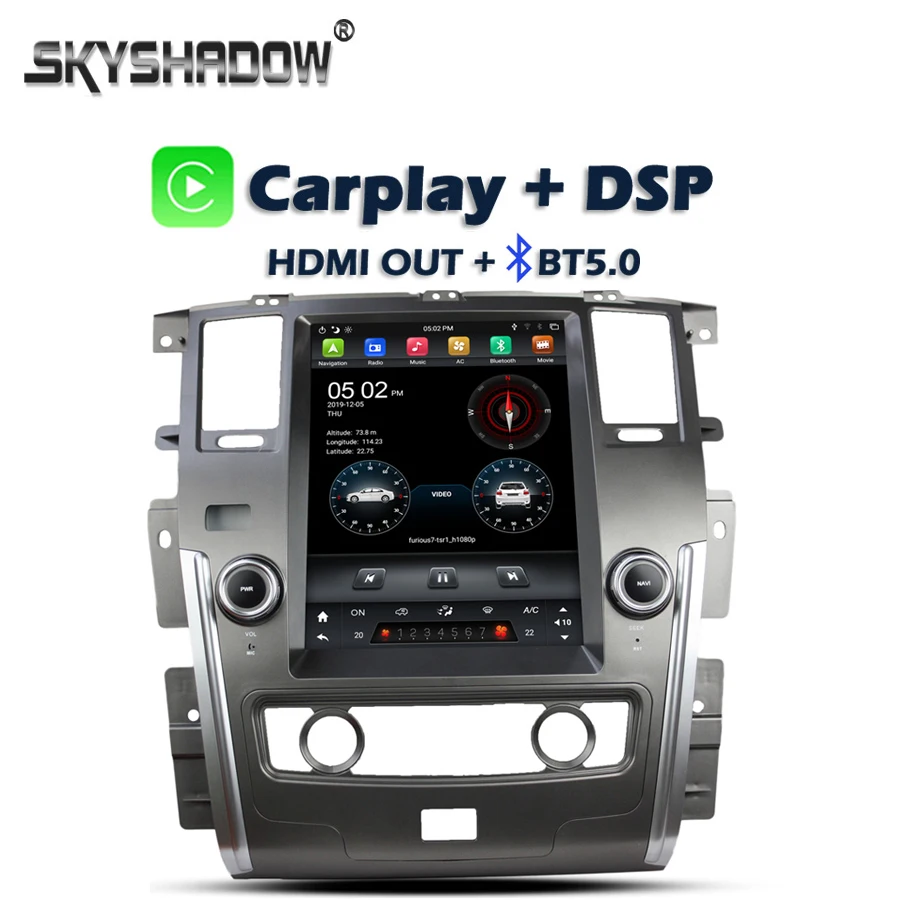 

Автомобильный DVD-плеер Carplay Tesla, DSP IPS PX6, Android 9,0, 4 Гб + 64 ГБ, SIM, GPS, радио, Wi-Fi, Bluetooth 5,0 для Nissan патруль 2013-2017 M/C