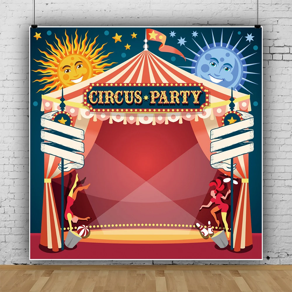 

Happy Wonderful Circus Performance Backdrop Kids Birthday Party Room Table Decoration Photography Photo Custom Vinyl Background