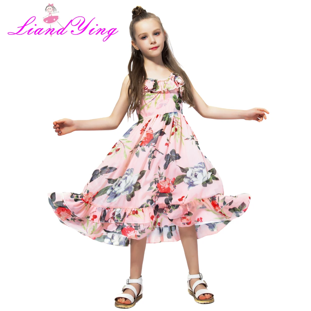 

Girls Dresses 2022 New Summer Fashion Princess Clothing Falbala Chiffon Sleeveless Cute Girls Dresses For 2-12 Year