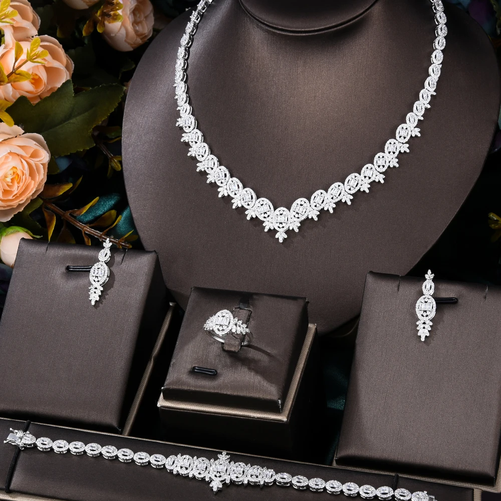 

Missvikki Luxury Princess 4PCS Tassels Statement Accessories For Women Wedding Full Cubic Zircon Dubai Bridal jewelry Set 2022