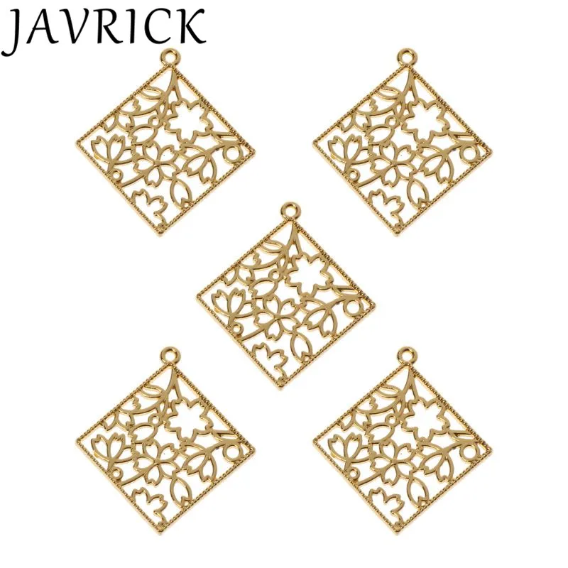

5Pcs Cherry Flower Metal Frame Pendant Open Bezel Setting UV Resin Jewelry DIY