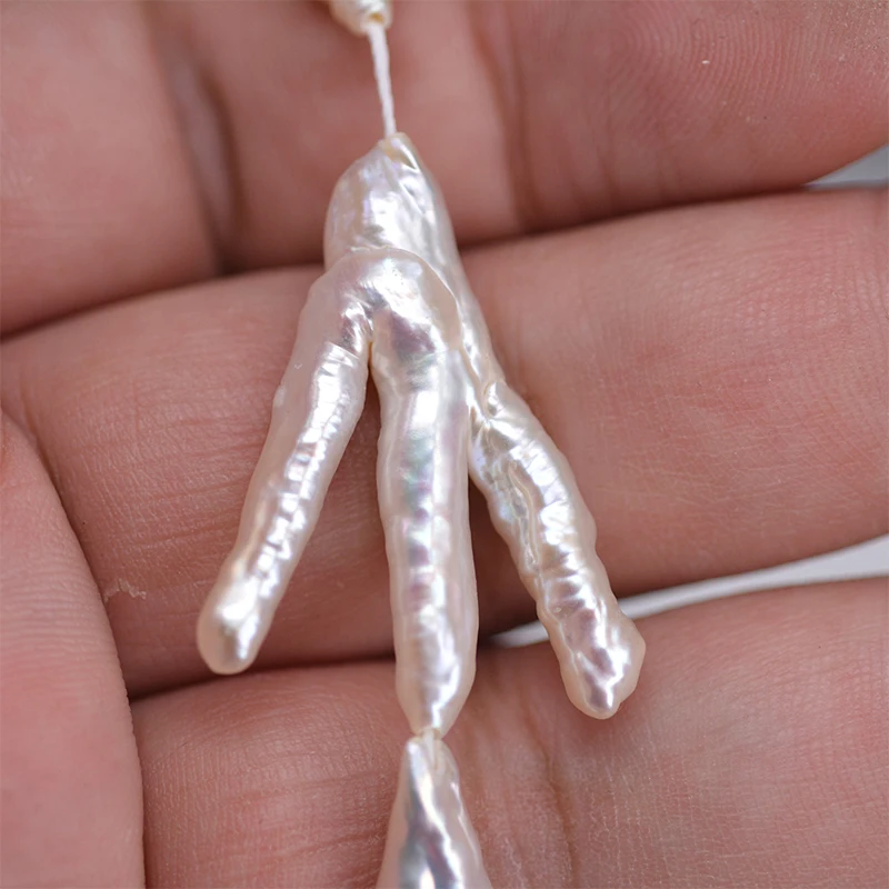 

ICNWAY 15inch Natural Reborn Keshi white Chicken feet Freshwater Pearl 30mm for Silver 925 Jewelry Making Necklace Bracelet
