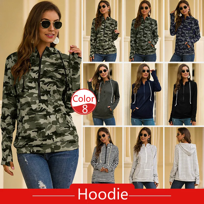 Женские камуфляжные толстовки с капюшоном осенне-зимние худи милитари на молнии