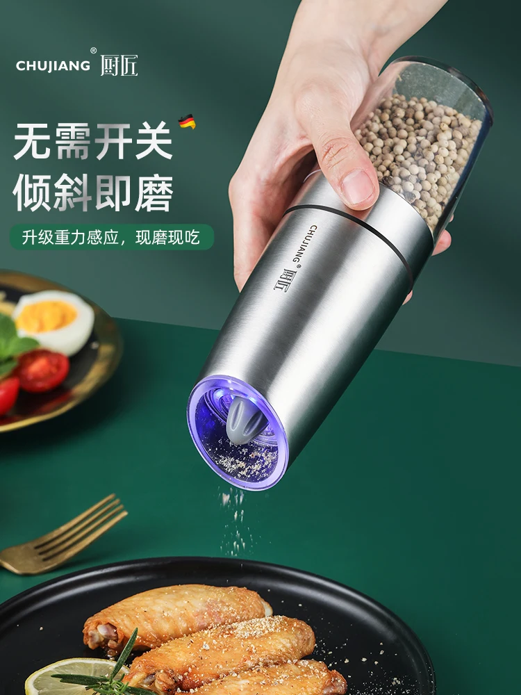 

Electric Pepper Grinder Automatic Grinder Stainless Steel Grinding Bottle for Black Pepper Pepper and Sea Salt