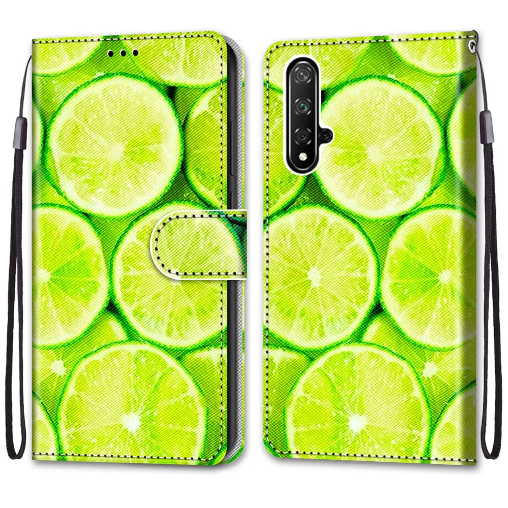 Kids Etui Card Holder Wallet Flip Case For for Huawei Honor 20 Nova 5T Honor 20s Flower Cat Butterfly Pattern Phone Book Cover