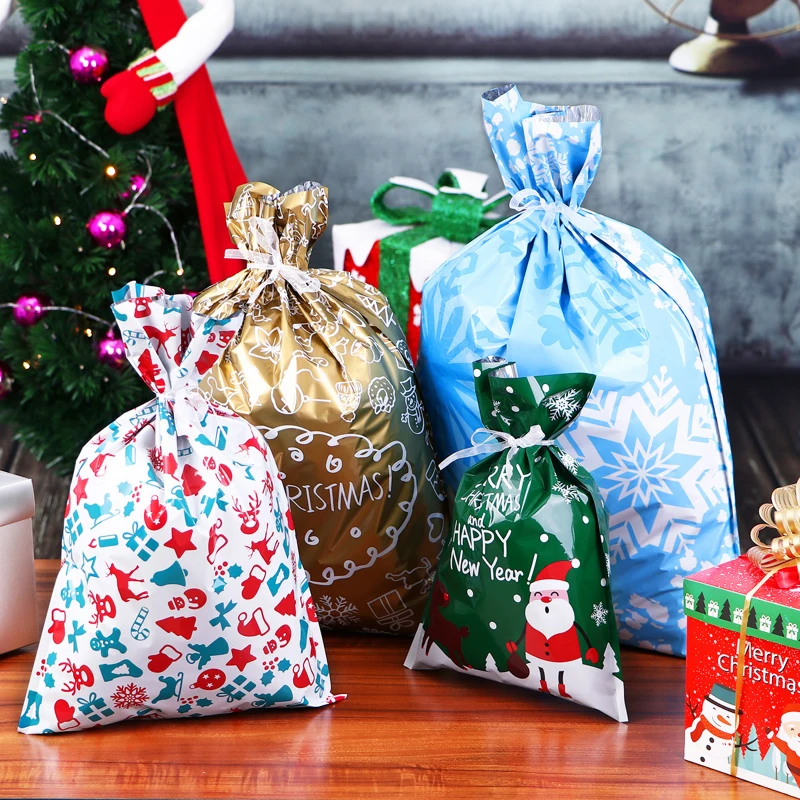 

30 Pcs Christmas Gift Bags Cute Drawstring Assorted Styles Goody Bags Party Favors Gift Wrapping for Christmas Festival Holiday