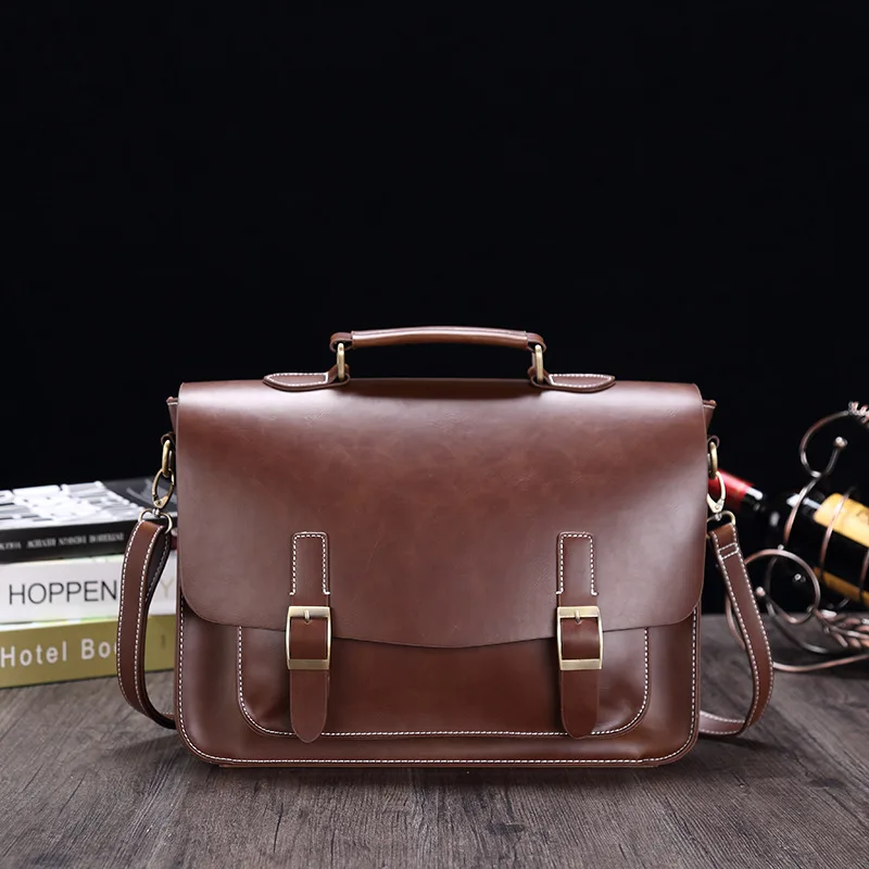 

2020 New Business Bag Leather Fashion Section Youth Shoulder Messenger Bag Korean Version Of The Men's Briefcase