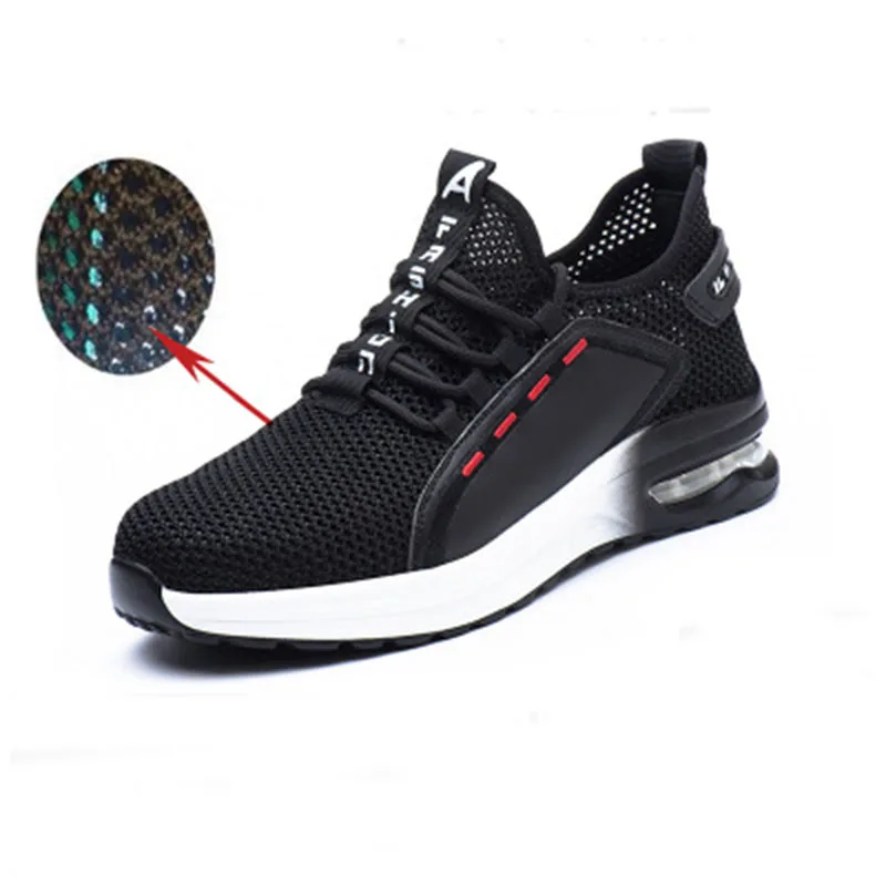 Защитные рабочие ботинки для мужчин дышащие из сетчатого материала со стальным