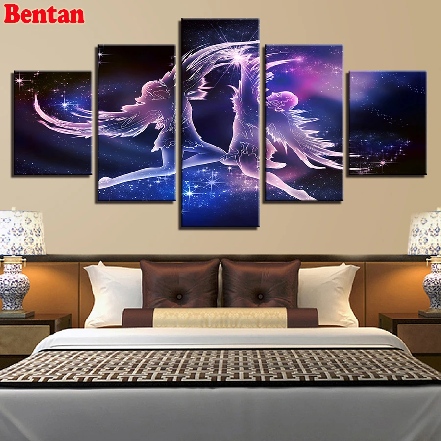 

Diamond painting 5 Pieces Angel Wings Beautiful Starry Sky diy Diamond embroidery Full mosaic Square Round Cross Stitch Wall Art