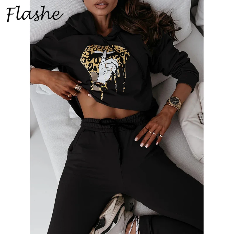 

Autumn Women's Letter Print Suit Set Femme Winter Casual Tracksuit Long Sleeve Hoodies Sweatershirt Pants Set Ladies Outfit