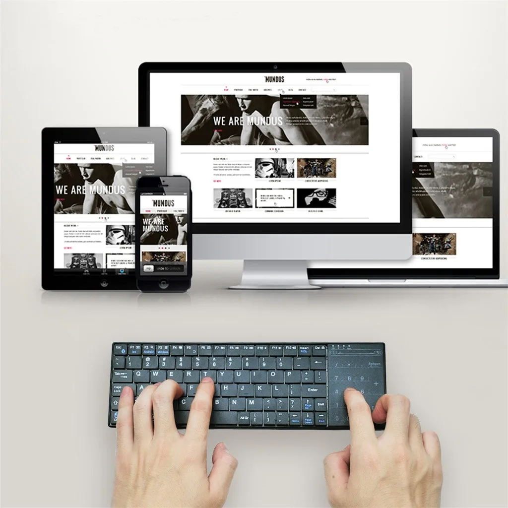 Беспроводная Тонкая Bluetooth клавиатура с сенсорной панелью для IOS Windows