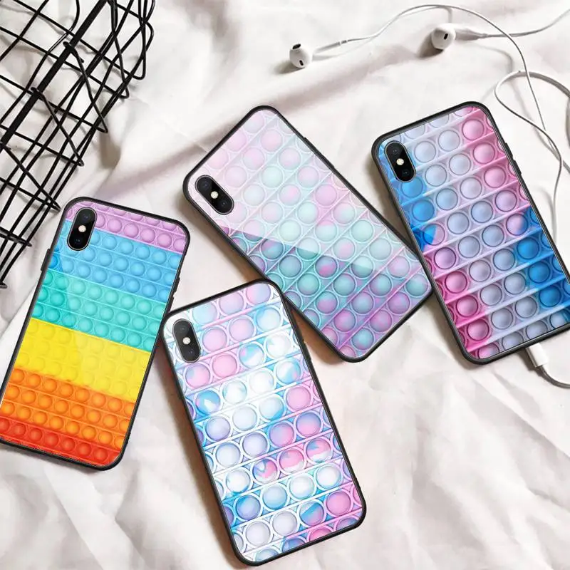

Bubble Fidget Reliver Stress Phone Case Tempered glass For iphone 5C 6 6S 7 8 plus X XS XR 11 PRO MAX