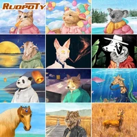 ruopoty 60x75cm diy frame painting by numbers kits cartoon animal paint by numbers kits unique diy gift for adult children