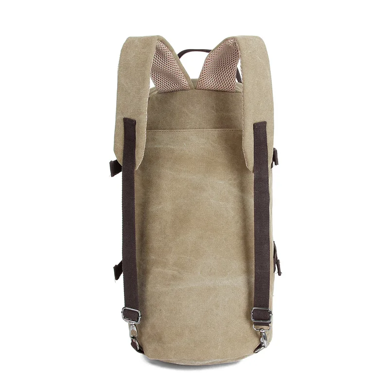 New Style Travel Mountaineering Bag Multi-functional Casual Canvas Sports round Barrel Backpack Outdoor Computer Bag Retro