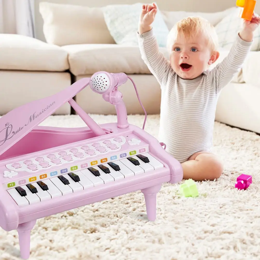 

Kids Mini Piano Toy 24 Keys Mini Electronic Musical Piano Teaching Keyboard Piano with Microphone Educational Toys