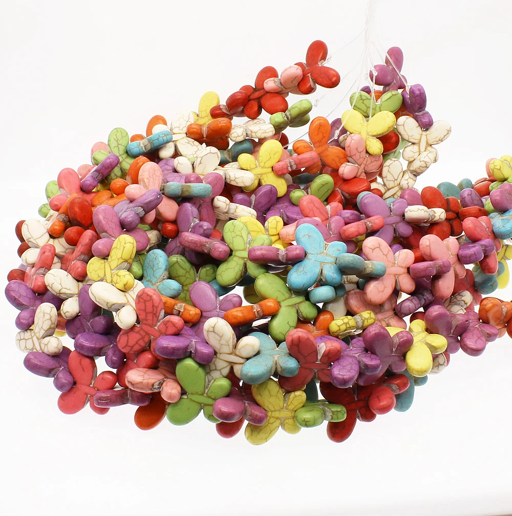 Natural Stone Semi-precious Butterfly-shaped Loose Beads for Jewelry Making DIY Bracelet Necklace Accessories 27pcs /Strip | Украшения и