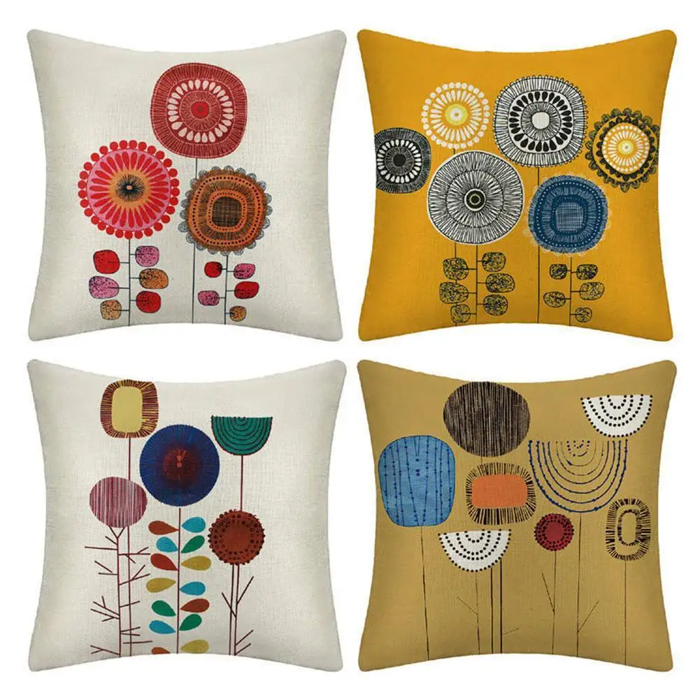 

Fashion Cotton Linen Flower Pattern Throw Pillow Cushion Cover Seat Car Home Decor Sofa Bed Decorative Pillowcase 45x45cm