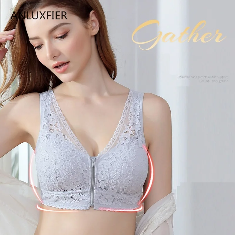 H9669 Special Bra Underwear Mastectomy Artificial Prosthesis Bra Women Front Button Zipper Lace Sexy Thin Gather Bras Lingerie
